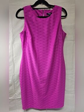 Chaps Sleeveless Fitted Sheath Dress - Magenta Pink Size 12
